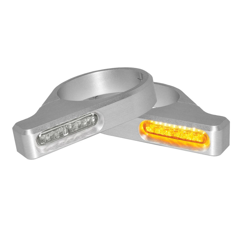 Heinz Bike LED Turn Signals in Aluminium/Silver, Classic For Fork Tube
