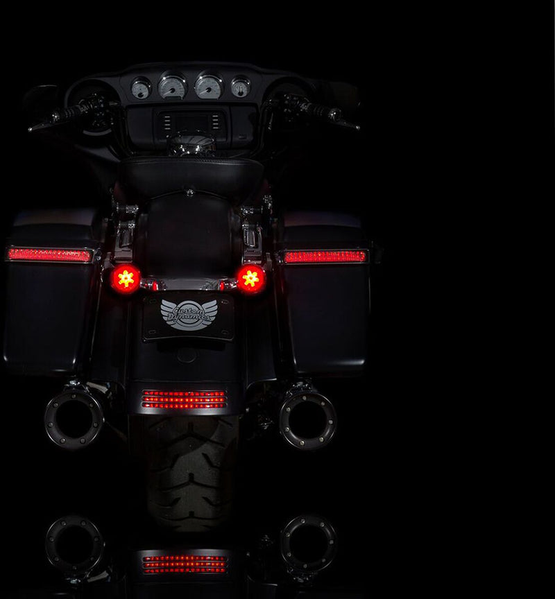 Custom Dynamics ProBeam Dynamic Ringz Turn Signals w/Red Lenses for Pro Street Breakout CVO Models for 2016-2022 Harley-Davidson Touring and 2016 Harley-Davidson Softail Motorcycles