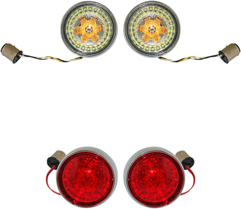 Custom Dynamics Bullet Style ProBeam Turn Signal Insert Kit w/Chrome Bezels for Various Harley-Davidson Motorcycles (See Fitment List)