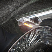 Heinz Bike Winglets LED Turn Signals in Chrome/Satin For 1995-2017 Dyna, 1993-2020 Softail, 1993-2020 Sportster, 2008-2013 Models #HBWLTS-SM