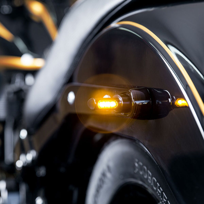 Heinz Bike Winglets Micro Fender Flasher in Black For 1995-2017 Dyna, 1993-2024 Softail, 1993-2022 Sportster, 2008-2013 Models #HBWLM