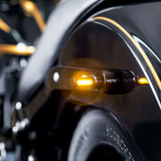 Heinz Bike 'Micro' Winglets Rear Turn Signals in Chrome For 1995-2017 Dyna, 1993-2024 Softail, Touring, Sportster, 2008-2013 2015-2020 Street, 2002-2017 V-Rod Models #HBWLM-3TS-C