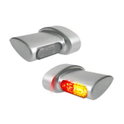 Heinz Bike 'Micro' Winglets Rear Turn Signals in Satin Chrome For 1995-2017 Dyna, 1993-2024 Softail, Touring, Sportster, 2008-2013 2015-2020 Street, 2002-2017 V-Rod Models