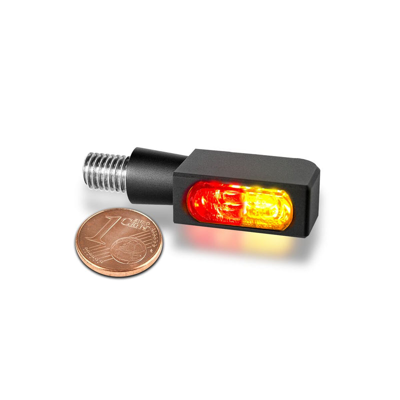 Heinz Bikes BLOKK-Line Micro Series LED Turn Signal in Black For Universal Use #HBBL-M-3TS-1