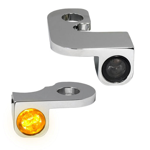 Heinz Bikes NANO Series LED Turn Signals H-D Handlebars in Chrome For 2000-2014 Softail (Except Breakout And S With Hydraulic Clutch) Models