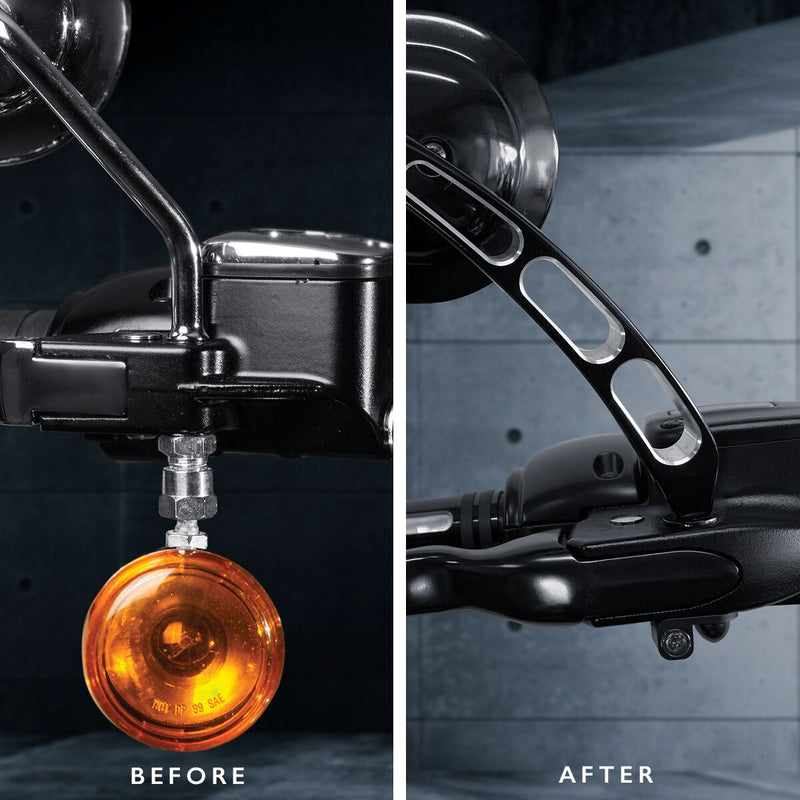 Heinz Bikes NANO Series LED Handlebar Turn Signals in Black For 1999-2008 Touring Models With Cable Clutch #HBTSN-FLH-08