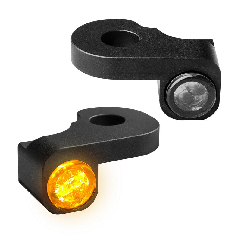 Heinz Bikes NANO Series LED Handlebar Turn Signals in Black For 2014-2017 Softail Slim S, Fat Boy S, Dyna Low Rider S Models #HBTSN-S14