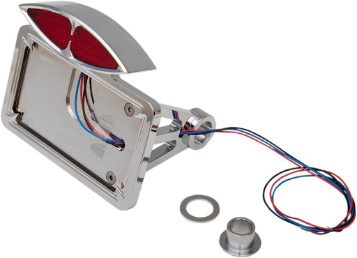 Drag Specialties Side Mount Deco Taillight License Plate Mount Flat Horizontal For Harley Davidson 1986-1999 FXST & FLST With 3/4 Inch Axle