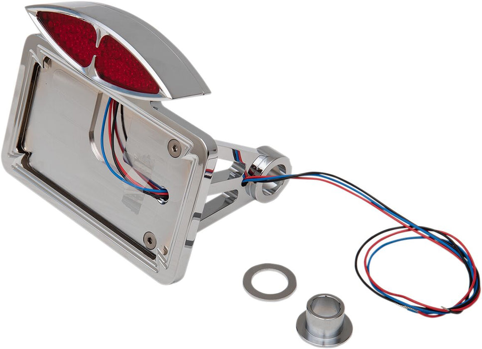 Drag Specialties Side Mount Deco Taillight License Plate Mount Flat Horizontal For Harley Davidson 1986-1999 FXST & FLST With 3/4 Inch Axle