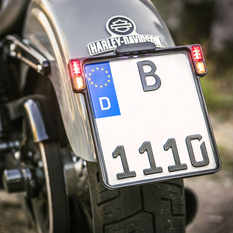 Heinz Bikes All In One 2.0 Licence Plate Holder In Black With Indicator, Brake Light & Taillight (Germany Plus x