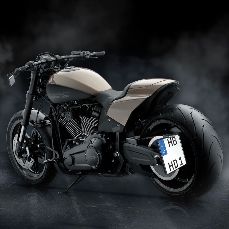 Heinz Bikes German Size x Slip-In Side Licence Plate Holder In Black For Harley-Davidson 2019-2020 FXDR Softail King Models