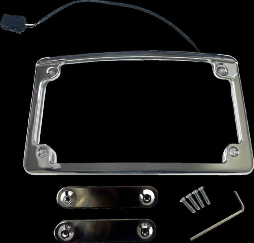 Custom Dynamics Chrome Illuminated Radius Licence Plate Frame for 2023-2026 Harley-Davidson Touring Motorcycles