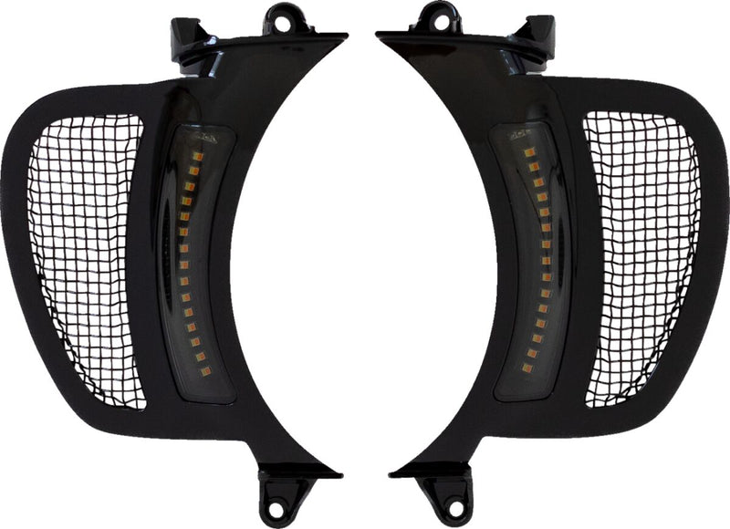 Custom Dynamics Black w/Black Mesh LED Vent Insert w/Auxiliary Turn Signal for 2015-2025 Harley-Davidson Touring and 2023-2025 Harley-Davidson Trike Motorcycles