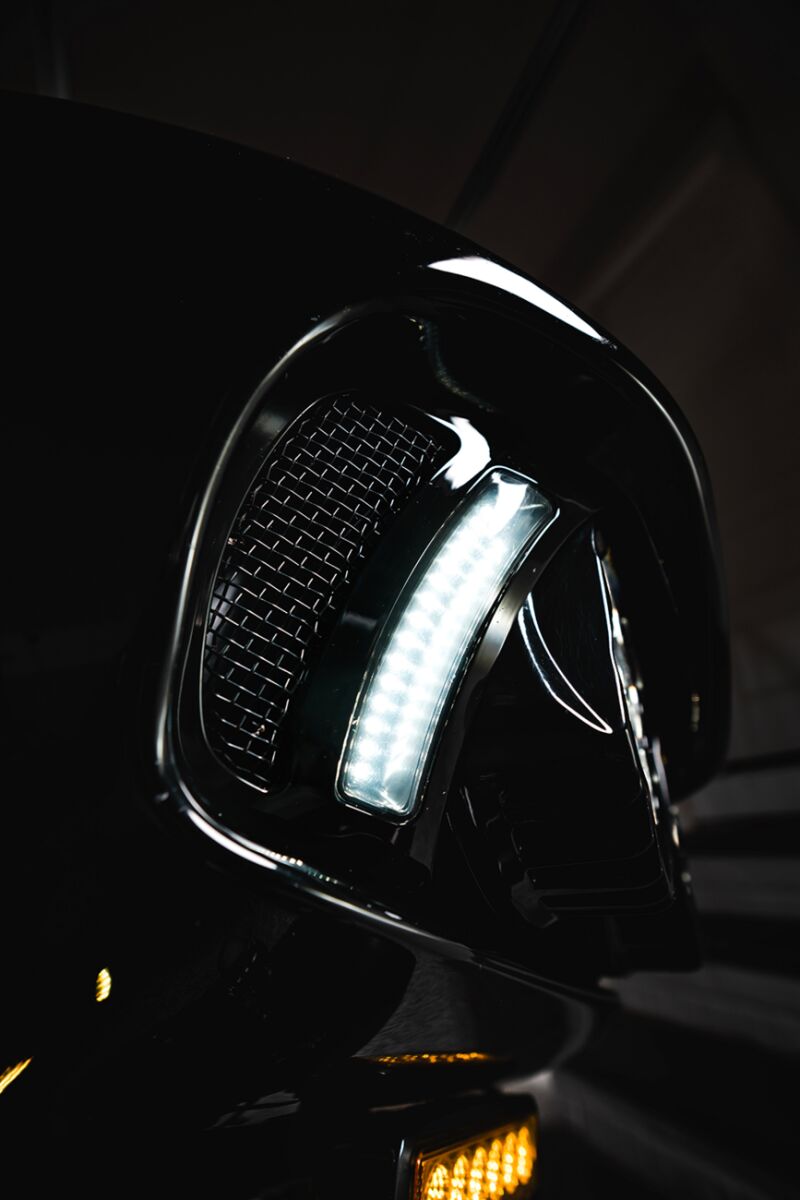 Custom Dynamics Black w/Black Mesh LED Vent Insert w/Auxiliary Turn Signal for 2015-2025 Harley-Davidson Touring and 2023-2025 Harley-Davidson Trike Motorcycles