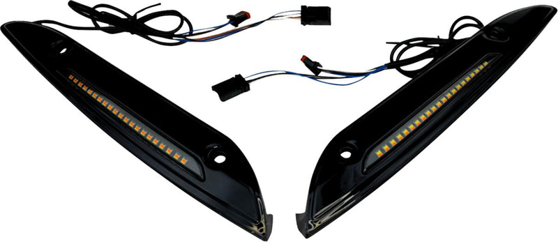 Custom Dynamics Black LED Windshield Trim With Auxiliary Turn Signals for 2015-2025 Harley-Davidson Touring and 2023-2025 Harley-Davidson Trike Motorcycles