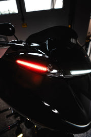 Custom Dynamics Black LED Windshield Trim With Auxiliary Turn Signals for 2015-2025 Harley-Davidson Touring and 2023-2025 Harley-Davidson Trike Motorcycles