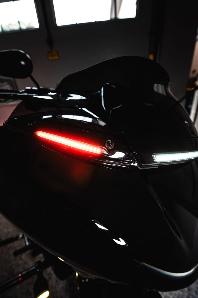 Custom Dynamics Black LED Windshield Trim With Auxiliary Turn Signals for 2015-2025 Harley-Davidson Touring and 2023-2025 Harley-Davidson Trike Motorcycles