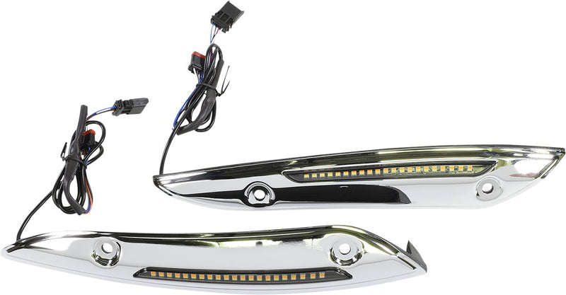 Custom Dynamics Chrome LED Windshield Trim With Auxiliary Turn Signals for 2015-2025 Harley-Davidson Touring and 2023-2025 Harley-Davidson Trike Motorcycles