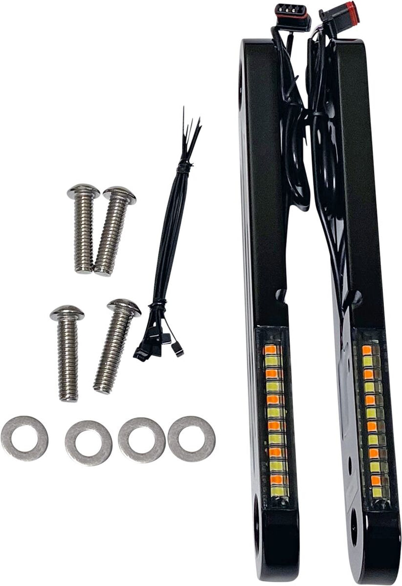 Custom Dynamics Black ProBeam Dynamic Strips V2 Front Turn Signals for 1996-2025 Harley-Davidson Touring Motorcycles