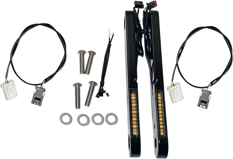 Custom Dynamics Black ProBeam Dynamic Strips V2 Front Turn Signals for 2006-2009 Harley-Davidson Electra Glide and 2006-2009 Harley-Davidson Street Glide Motorcycles