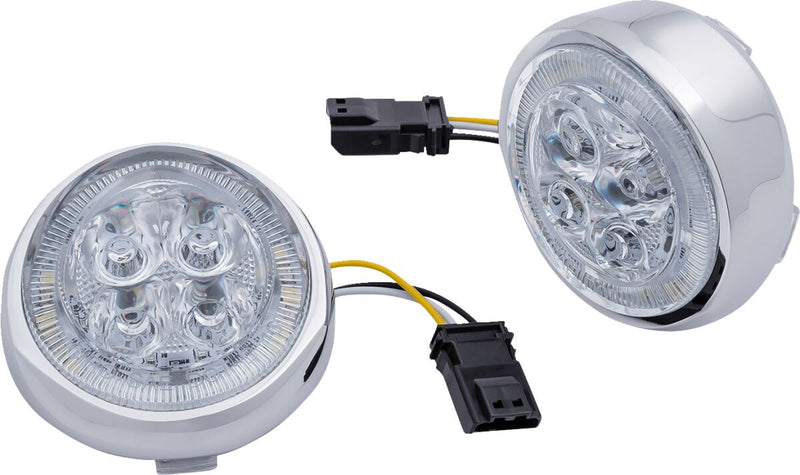LED Lighted Fang® Front Signal Light Inserts with Bezel Dyna,
Softail,
Sportster,
Touring