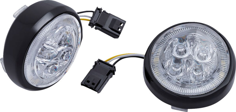 LED Lighted Fang® Front Signal Light Inserts with Bezel Dyna,
Softail,
Sportster,
Touring