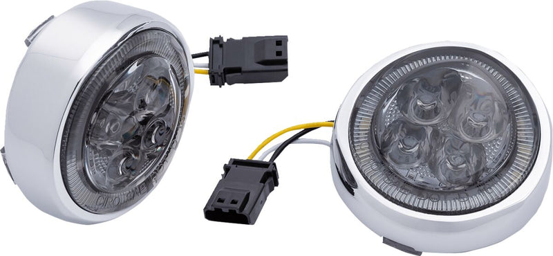 LED Lighted Fang® Front Signal Light Inserts with Bezel Dyna,
Softail,
Sportster,
Touring