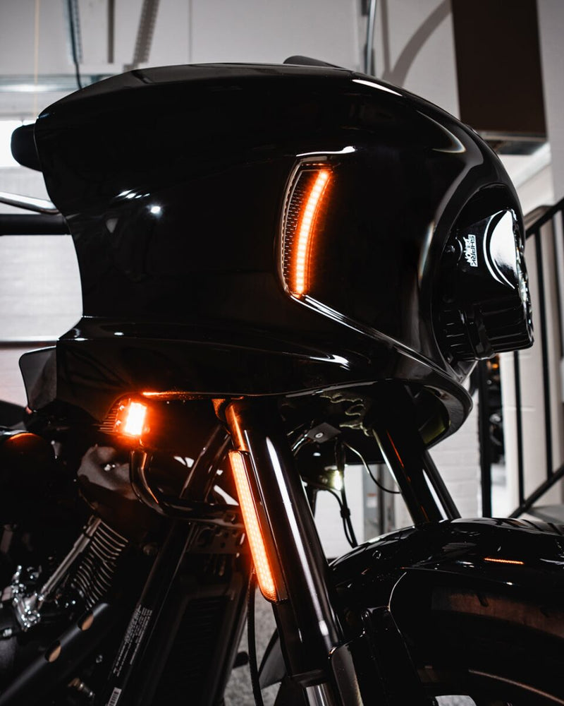 Custom Dynamics Amber White Fairing Vent Lights for 2022-2026 Harley-Davidson Softail Low Rider ST - FXLRST and 2022 Harley-Davidson Softail Low Rider El Diablo - FXRST Motorcycles #CD-LRST-VENT-B