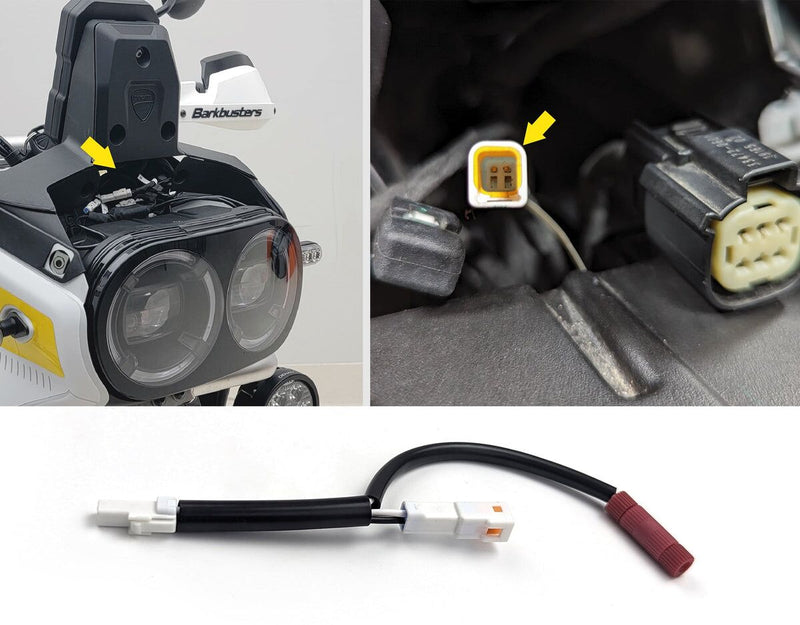 Denali Switched Power Wiring Adapter for 2023-2024 DUCATI DESERT X 950 ABS Driving Light Each