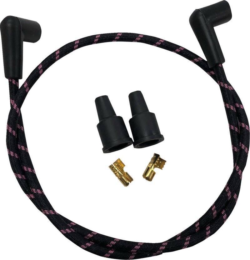 Drag Specialties Universal Braided Black/Pink Spark Plug Wires