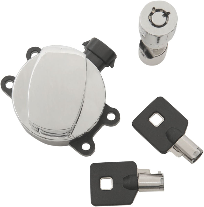 Drag Specialties Chrome Side Hinge Ignition Switch W/ Fork Lock for 2011-2017 Harley-Davidson Softail Motorcycles