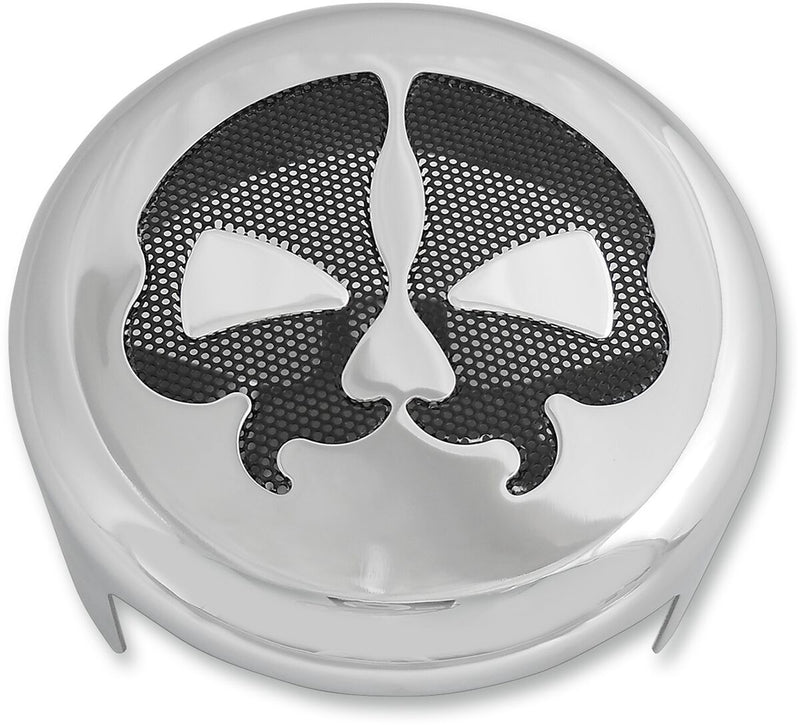 Drag Specialties Chrome w/Black Skull Split Skull Horn Cover