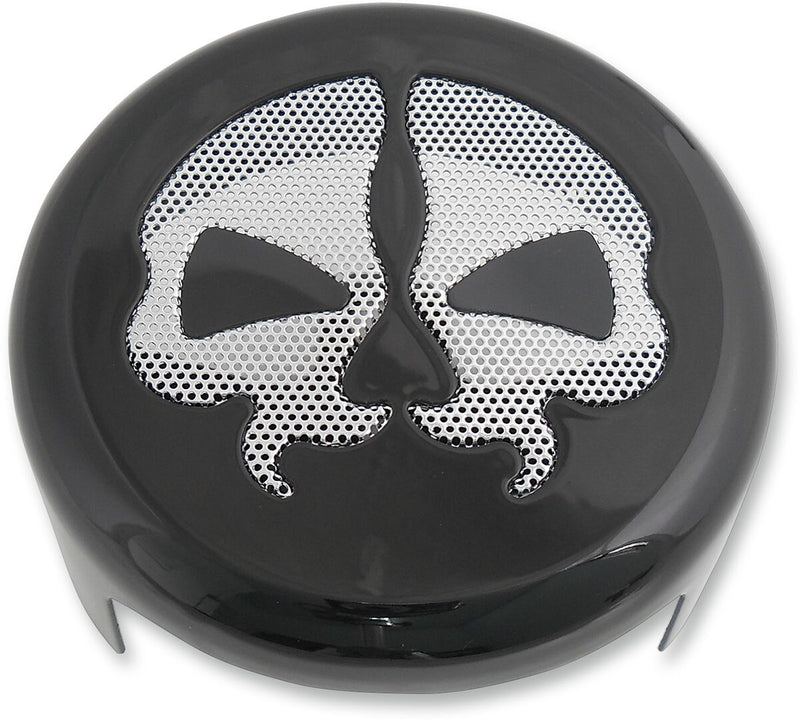 Drag Specialties Black w/Chrome Skull Split Skull Horn Cover