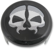 Drag Specialties Black w/Chrome Skull Split Skull Horn Cover