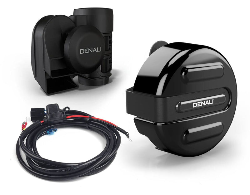 Denali SoundBomb V-Twin Dual-Tone Air Horn with Cover for 2014-2023 Harley-Davidson Horn Kit Black