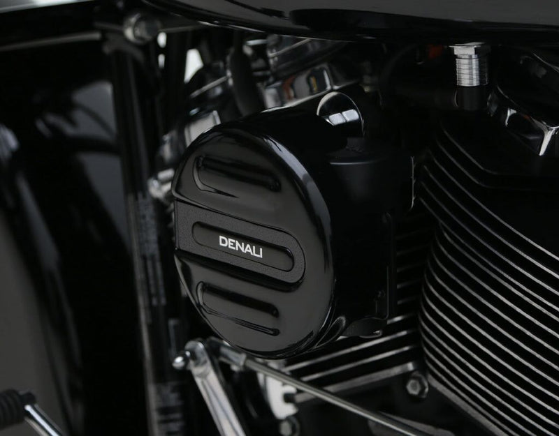 Denali SoundBomb V-Twin Dual-Tone Air Horn with Cover for 2014-2023 Harley-Davidson Horn Kit Black
