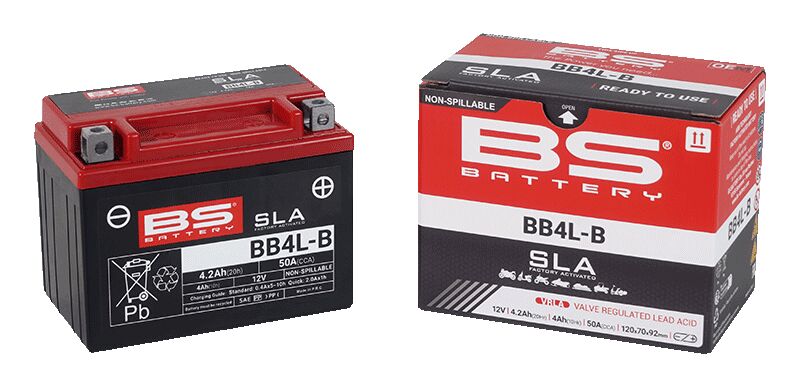 BS Battery SLA Factory-Activated AGM Maintenance-Free Batteries Black BB4L-B AGM Maintenance Free Brass Each