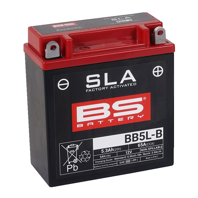 BS Battery SLA Factory-Activated AGM Maintenance-Free Batteries Black BB5L-B AGM Maintenance Free Brass