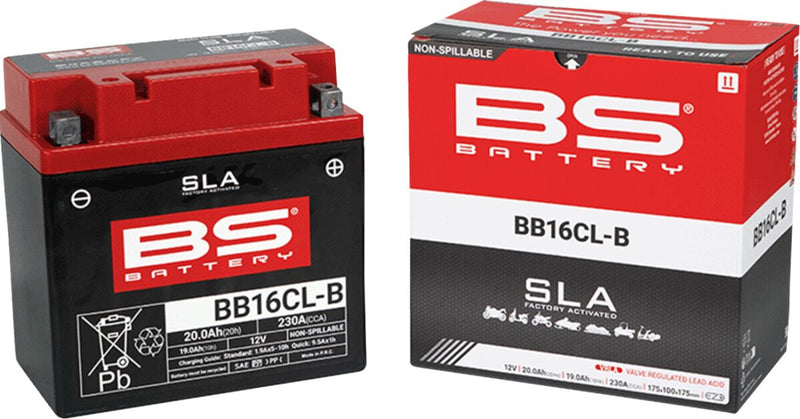 BS Battery SLA Factory- Activated AGM Maintenance-Free Battery BB Black BB16CL-B AGM Maintenance Free Each