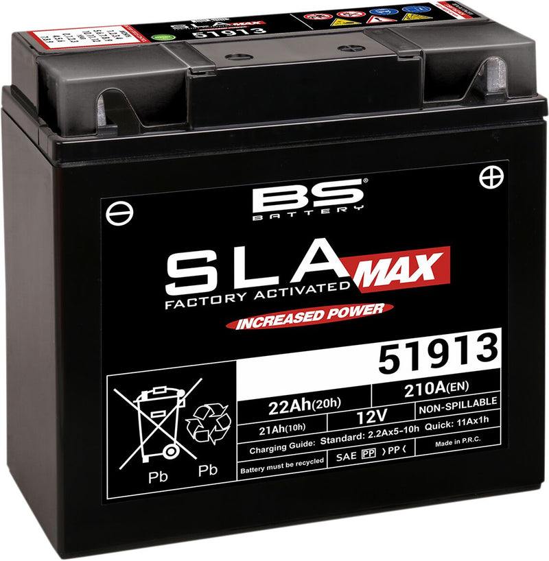 BS Battery SLA MAX Factory- Activated AGM Maintenance-Free Battery Black 51913 AGM Maintenance Free Each