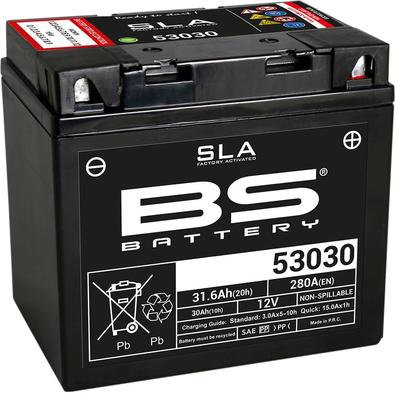 BS Battery SLA Factory- Activated AGM Maintenance-Free Battery Black 53030 AGM Maintenance Free Each