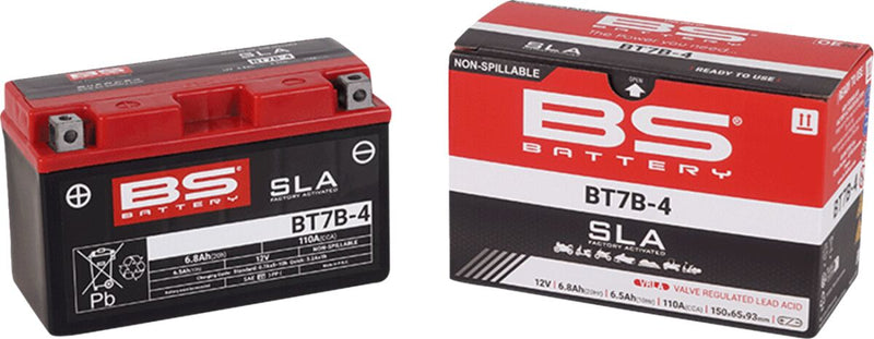 BS Battery SLA Factory- Activated AGM Maintenance-Free Battery BT Black BT7B-4 AGM Maintenance Free Each