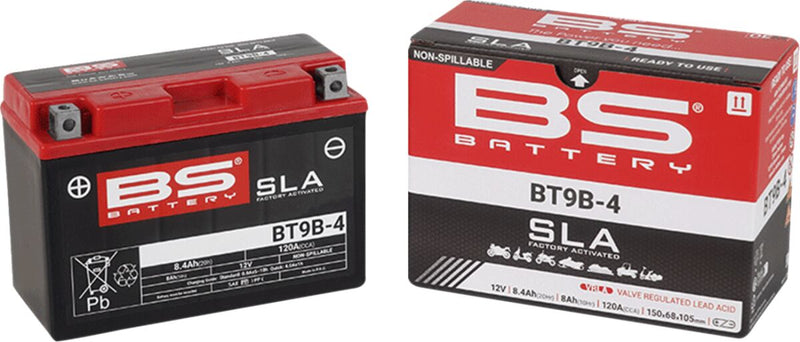 BS Battery SLA Factory- Activated AGM Maintenance-Free Battery BT Black BT9B-4 AGM Maintenance Free Each