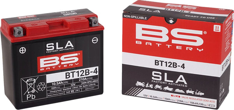 BS Battery SLA Factory- Activated AGM Maintenance-Free Battery BT Black BT12B-4 AGM Maintenance Free Each