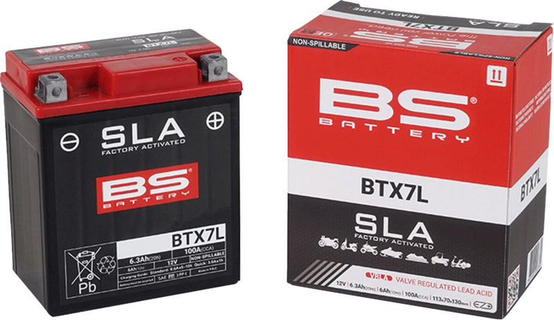 BS Battery SLA Factory- Activated AGM Maintenance-Free Battery BTX Black BTX7L AGM Maintenance Free Each