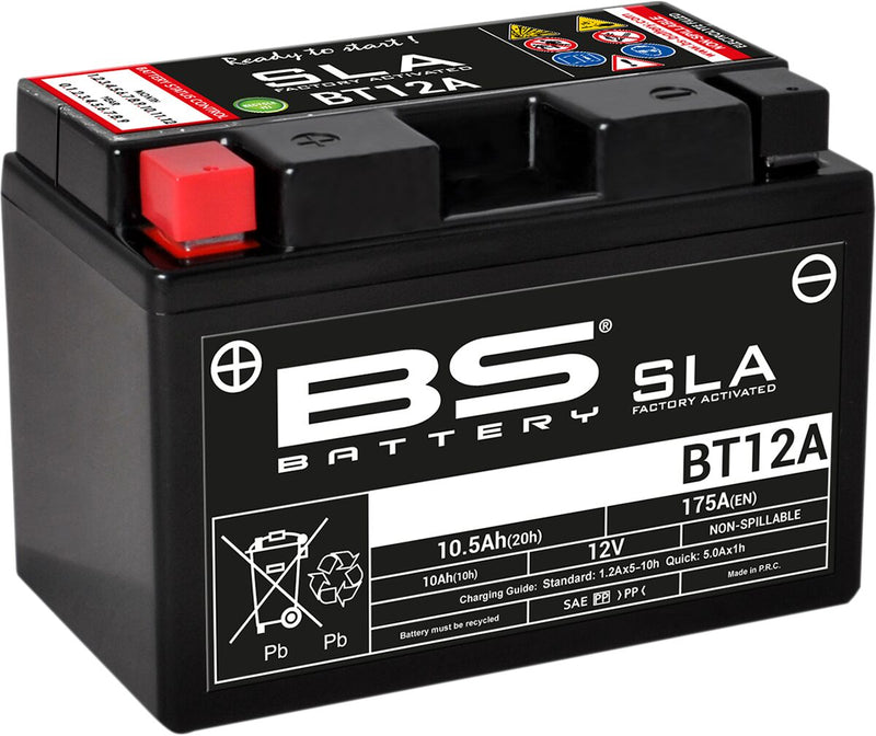 BS Battery SLA Factory- Activated AGM Maintenance-Free Battery BT Black BT12A AGM Maintenance Free Each