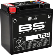 BS Battery SLA Factory- Activated AGM Maintenance-Free Battery BTX Black BTX14 AGM Maintenance Free Each