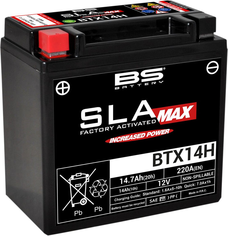 BS Battery SLA MAX Factory- Activated AGM Maintenance-Free Battery Black BTX14H AGM Maintenance Free