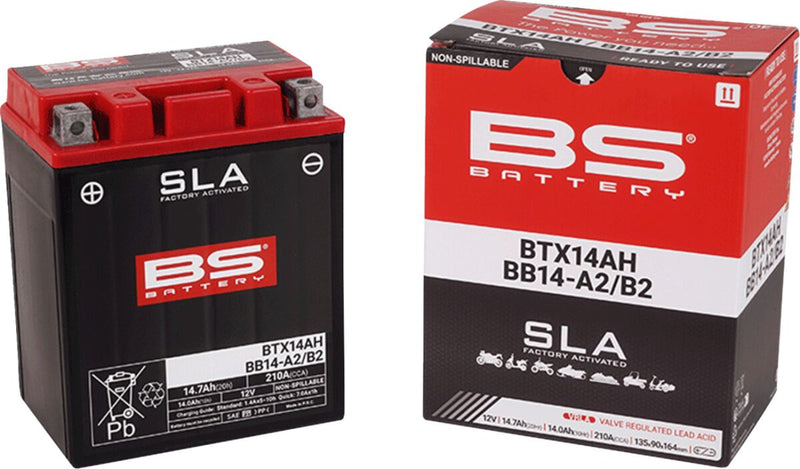BS Battery SLA Factory- Activated AGM Maintenance-Free Battery BTX Black BTX14AH AGM Maintenance Free Each