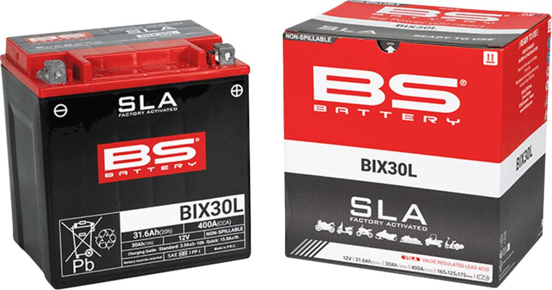BS Battery SLA Factory- Activated AGM Maintenance-Free Battery BIX Black BIX30L AGM Maintenance Free Each